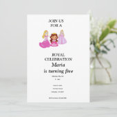 Invitation d'anniversaire de princesse rose et or (Debout devant)