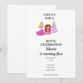 Invitation d'anniversaire de princesse rose et or (Devant / Derrière)