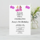 Invitation d'anniversaire de princesse rose et or (Debout devant)