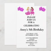 Invitation d'anniversaire de princesse rose et or (Devant / Derrière)