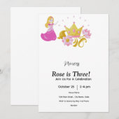 Invitation d'anniversaire de princesse rose et or (Devant / Derrière)
