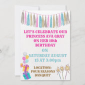 Invitation d'anniversaire de princesse rose mignon (Devant)