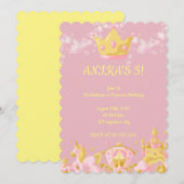 Invitation d'anniversaire de princesse rose pour l (Devant / Derrière)