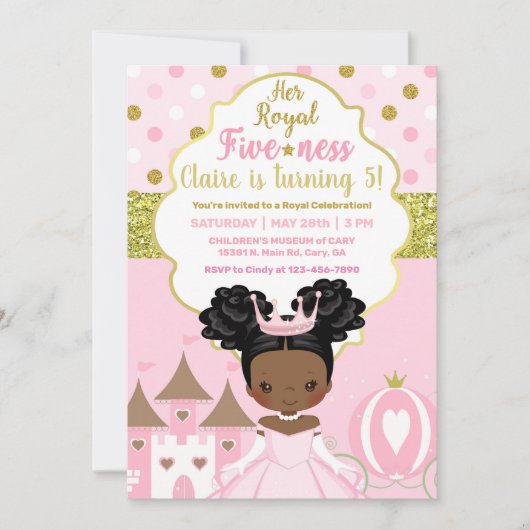 Invitation d'anniversaire de princesse royale pour (Devant)