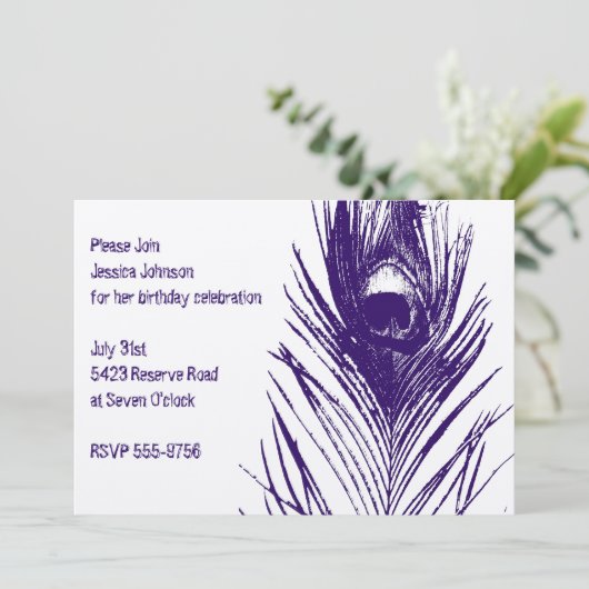 Invitation d'anniversaire de Purple Peacock (Debout devant)