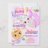Invitation d'anniversaire de Purrmaids sirène féli (Devant)