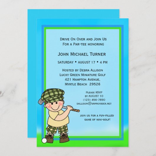 Invitation d'anniversaire de Putt Putt Golf (Devant / Derrière)