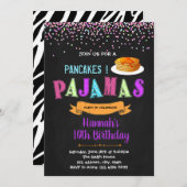 Invitation d'anniversaire de pyjamas et de crêpes (Devant / Derrière)