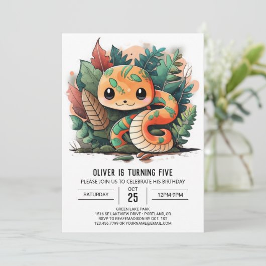 Invitation d'anniversaire de Python Slithering (Debout devant)