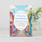 Invitation d'anniversaire de quartier coloré   (Debout devant)