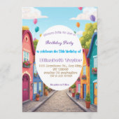 Invitation d'anniversaire de quartier coloré   (Devant)