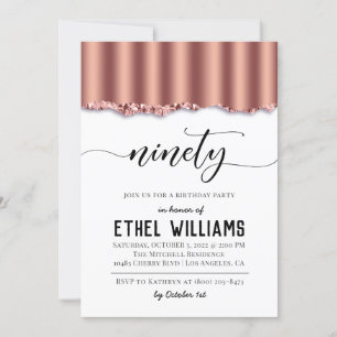 Invitation d'anniversaire de quatre-vingt-dix Rose