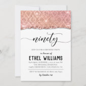 Invitation d'anniversaire de quatre-vingt-dix Rose (Devant)