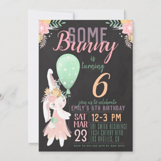 Invitation d'anniversaire de quelques lapins (Devant)