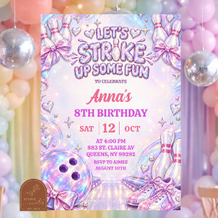 Invitation d'anniversaire de quilleuse fille holog