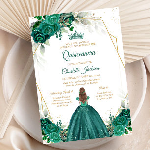 Invitation d'anniversaire de Quinceanera florale v