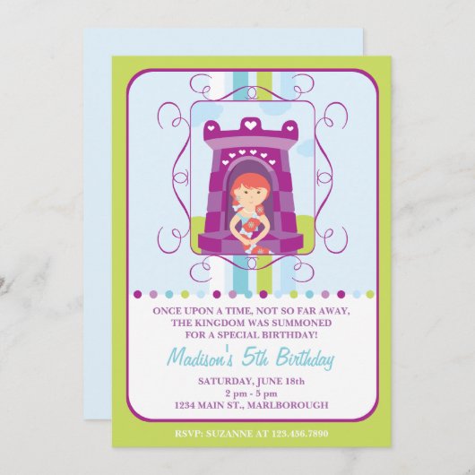 Invitation d'anniversaire de Rapunzel (Devant / Derrière)