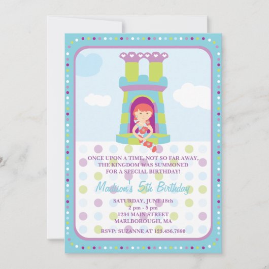 Invitation d'anniversaire de Rapunzel (Devant)