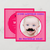 Invitation d'anniversaire de rayure de rose de (Devant / Derrière)