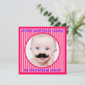 Invitation d'anniversaire de rayure de rose de (Debout devant)