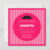 Invitation d'anniversaire de rayure de rose de (Dos)