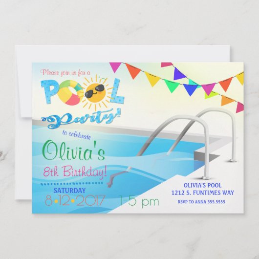 Invitation d'anniversaire de réception au bord de (Devant)