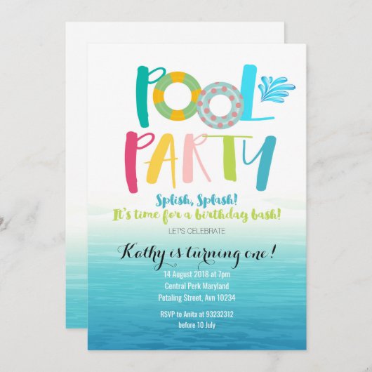 Invitation d'anniversaire de réception au bord de (Devant / Derrière)