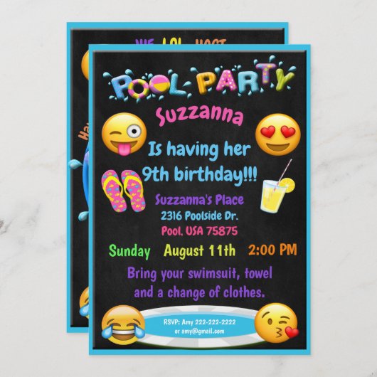 Invitation d'anniversaire de réception au bord de (Devant / Derrière)