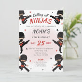 Invitation d'anniversaire de Red Ninja - Venez le (Debout devant)