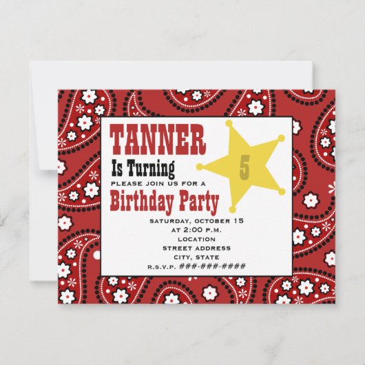 Invitation d'anniversaire de Red Paisley Bandana K (Devant)