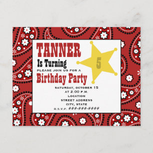 Invitation d'anniversaire de Red Paisley Bandana K