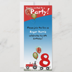 Invitation d'anniversaire de Red Tractor