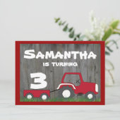 Invitation d'anniversaire de Red Tractor : Âge de  (Debout devant)