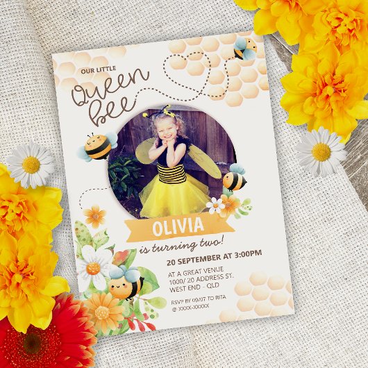 Invitation d'anniversaire de Reine des Abeilles
