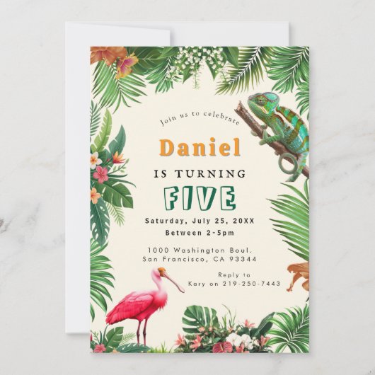 Invitation d'anniversaire de reptile (Devant)