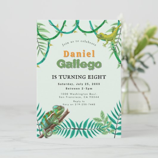 Invitation d'anniversaire de reptile (Debout devant)