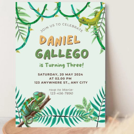 Invitation d'anniversaire de reptile