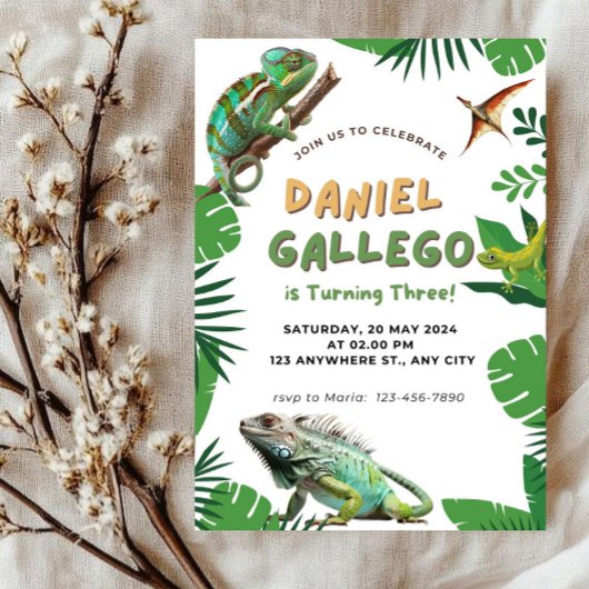 Invitation d'anniversaire de reptile