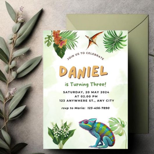 Invitation d'anniversaire de reptile