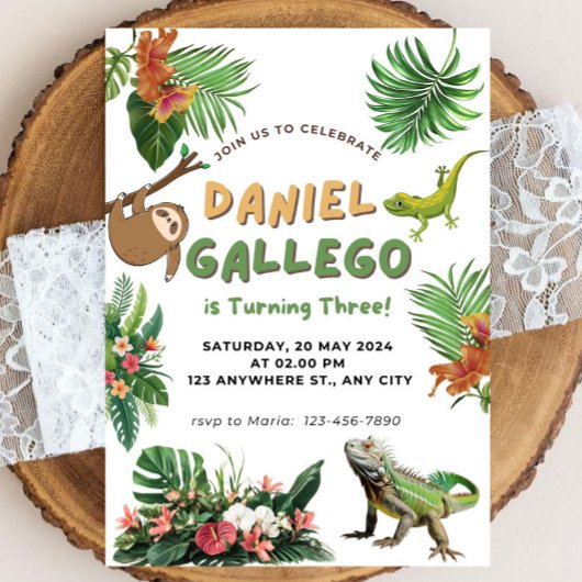 Invitation d'anniversaire de reptile