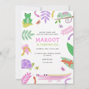 Invitation d'anniversaire de reptile vert