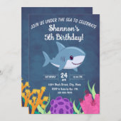 Invitation d'anniversaire de requin (Devant / Derrière)