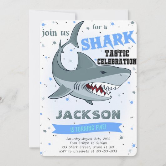 Invitation d'anniversaire de requin (Devant)