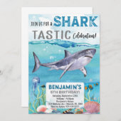 Invitation d'anniversaire de requin (Devant / Derrière)