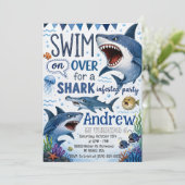 Invitation d'anniversaire de requin numérique pers (Debout devant)