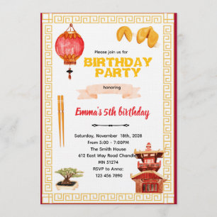 Invitation d'anniversaire de restaurant chinois