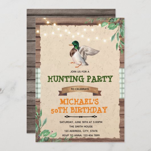 Invitation d'anniversaire de retraite de canard co (Devant / Derrière)