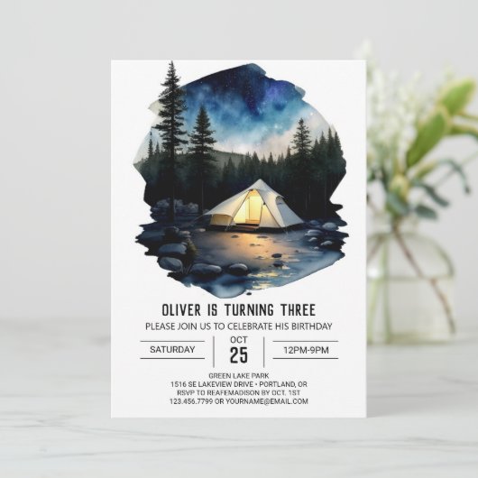 Invitation d'anniversaire de retraite rustique pou (Debout devant)