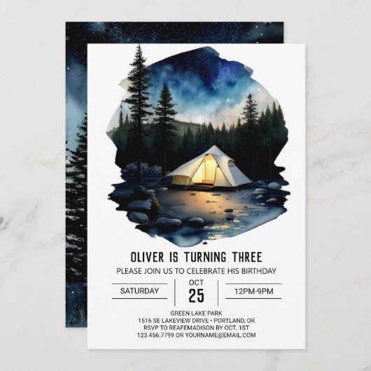 Invitation d'anniversaire de retraite rustique pou (Devant / Derrière)