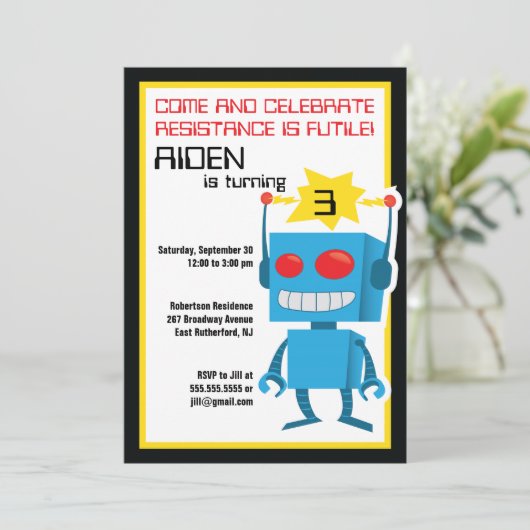 Invitation d'anniversaire de Robot (Debout devant)